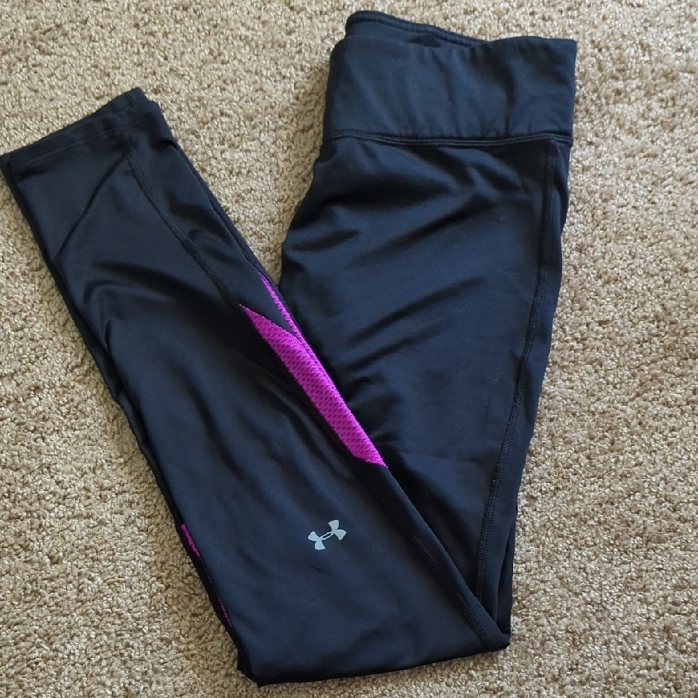 Under Armour Black Leggings with Purple Detail